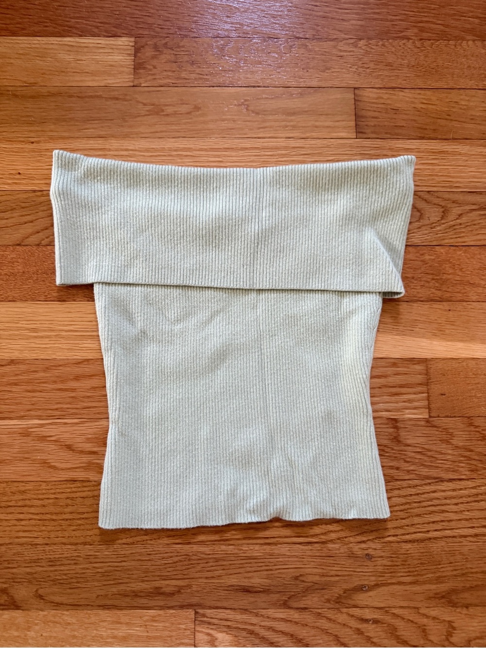 Abercrombie & Fitch Ribbed Knit Sweater Off the Shoulder Top in Light Sage